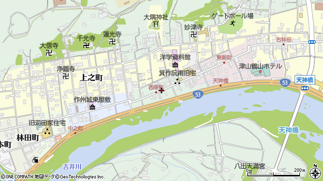 〒708-0833 岡山県津山市西新町の地図