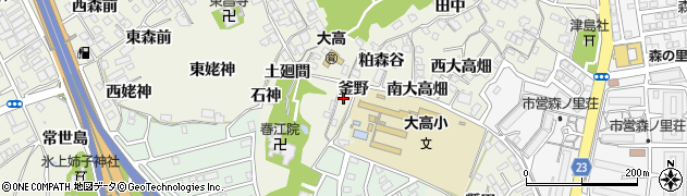 愛知県名古屋市緑区大高町釜野周辺の地図