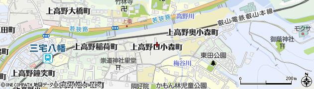 京都府京都市左京区上高野口小森町周辺の地図