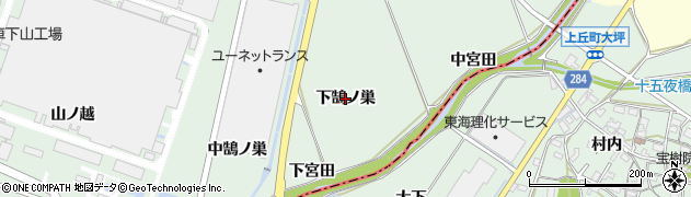 愛知県みよし市打越町（下鵠ノ巣）周辺の地図