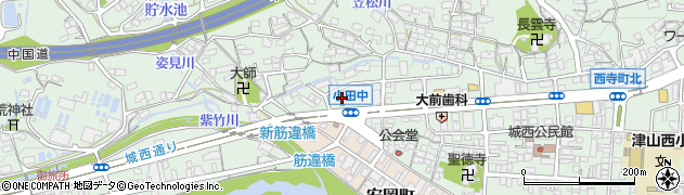 津山小田中簡易郵便局周辺の地図