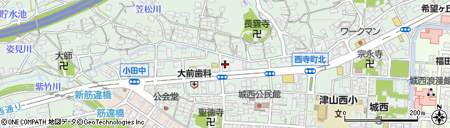 岡山県津山市小田中周辺の地図