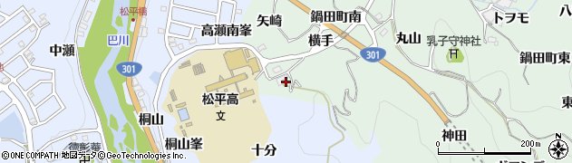 愛知県豊田市鍋田町横手周辺の地図