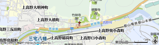 京都府京都市左京区上高野八幡町周辺の地図