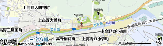 京都府京都市左京区上高野八幡町周辺の地図
