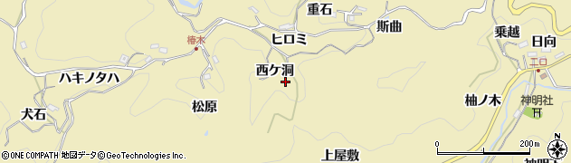 愛知県豊田市豊松町（西ケ洞）周辺の地図