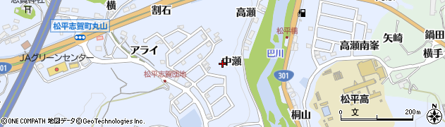愛知県豊田市松平志賀町（中瀬）周辺の地図