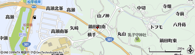 愛知県豊田市鍋田町（南）周辺の地図