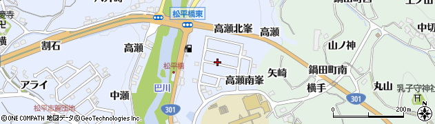 愛知県豊田市鵜ケ瀬町（高瀬西峯）周辺の地図