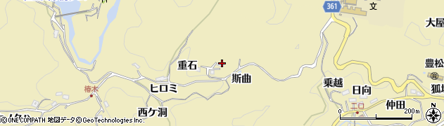 愛知県豊田市豊松町斯曲周辺の地図
