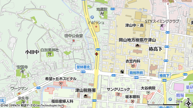 〒708-0005 岡山県津山市城代町の地図