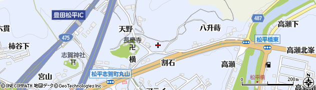 愛知県豊田市松平志賀町横周辺の地図
