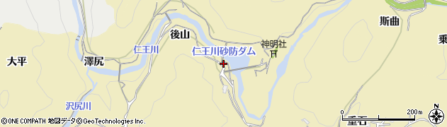 愛知県豊田市豊松町（後山）周辺の地図