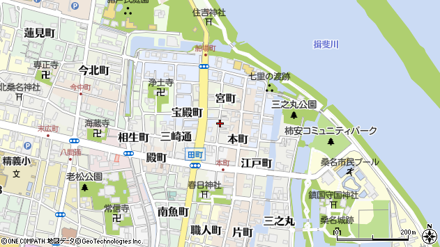 〒511-0025 三重県桑名市風呂町の地図