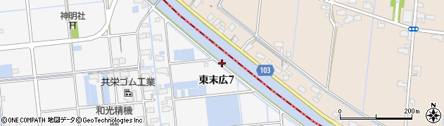 愛知県弥富市東末広町（南飛島トノ割）周辺の地図