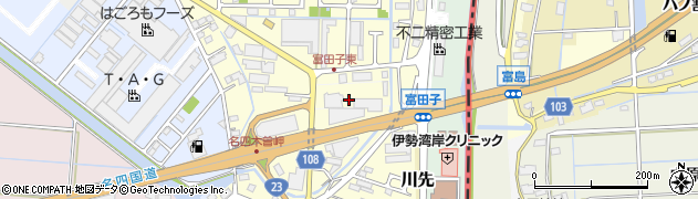 三重県桑名郡木曽岬町新富田子周辺の地図