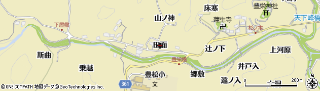 愛知県豊田市坂上町（田面）周辺の地図
