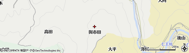 愛知県豊田市王滝町（與市田）周辺の地図