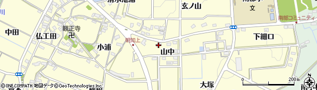 愛知県みよし市明知町（山中）周辺の地図