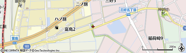 愛知県弥富市三好町（四ノ割）周辺の地図