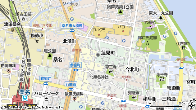 〒511-0008 三重県桑名市蓮見町の地図