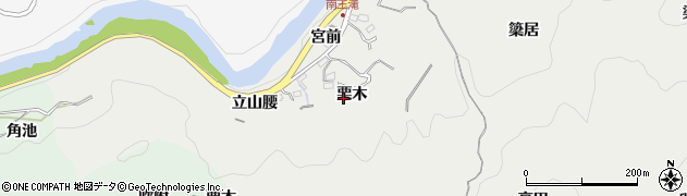 愛知県豊田市王滝町栗木周辺の地図
