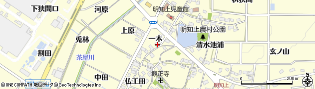 愛知県みよし市明知町（一木）周辺の地図