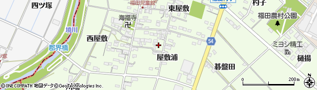 愛知県みよし市福田町（屋敷浦）周辺の地図