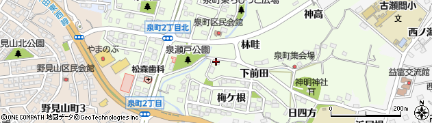 愛知県豊田市泉町下前田2周辺の地図