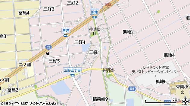 〒498-0046 愛知県弥富市三好町の地図