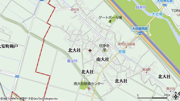 〒511-0256 三重県員弁郡東員町南大社の地図