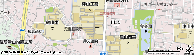 岡山県津山市山北周辺の地図