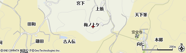 愛知県豊田市石楠町梅ノ上ケ周辺の地図