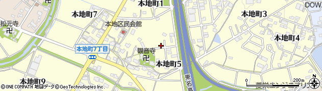 愛知県豊田市本地町周辺の地図