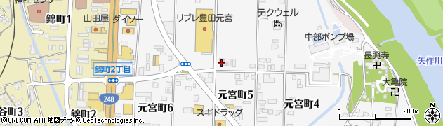 愛知県豊田市元宮町周辺の地図