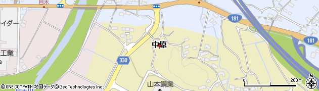 岡山県真庭市中原周辺の地図