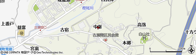 愛知県豊田市古瀬間町中峯周辺の地図