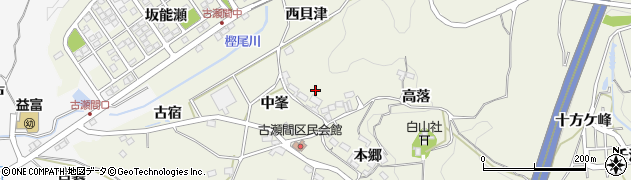 愛知県豊田市古瀬間町西貝津198周辺の地図