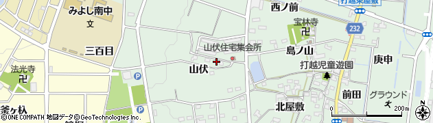 愛知県みよし市打越町山伏周辺の地図
