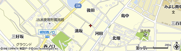 愛知県みよし市明知町（溝坂）周辺の地図