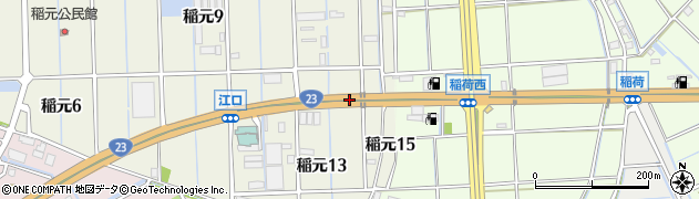 愛知県弥富市稲元町（辰巳三角）周辺の地図