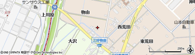愛知県みよし市三好町物由周辺の地図