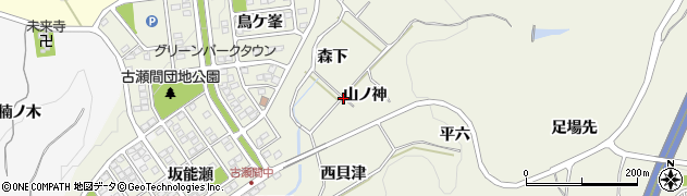愛知県豊田市古瀬間町周辺の地図