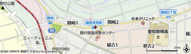 鍋田支所前周辺の地図