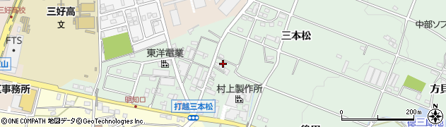 愛知県みよし市打越町三本松周辺の地図
