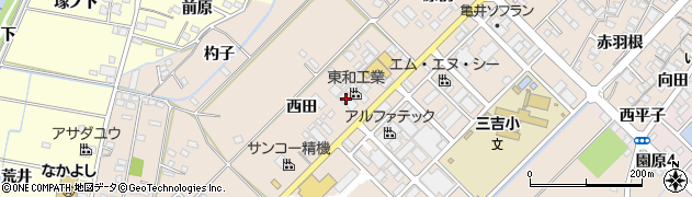 愛知県みよし市三好町西田周辺の地図