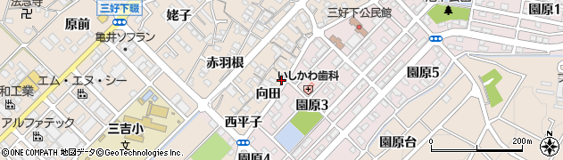 愛知県みよし市三好町下前田周辺の地図