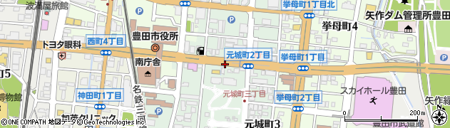 愛知県豊田市元城町周辺の地図