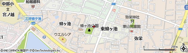 愛知県みよし市東蜂ヶ池周辺の地図