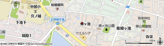 愛知県みよし市三好町（蜂ヶ池）周辺の地図